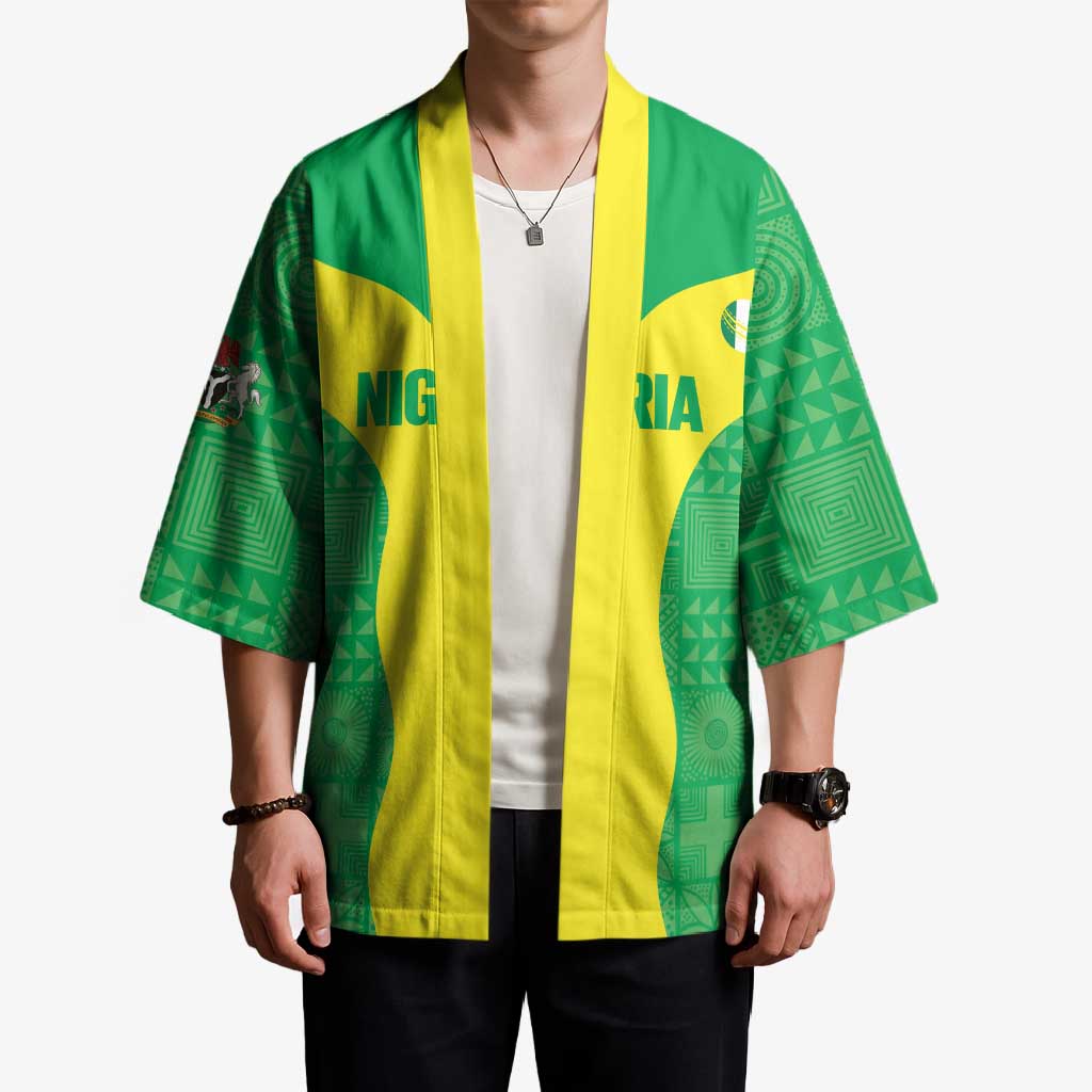 Custom Nigeria Cricket Kimono Go Yellow Greens - Wonder Print Shop