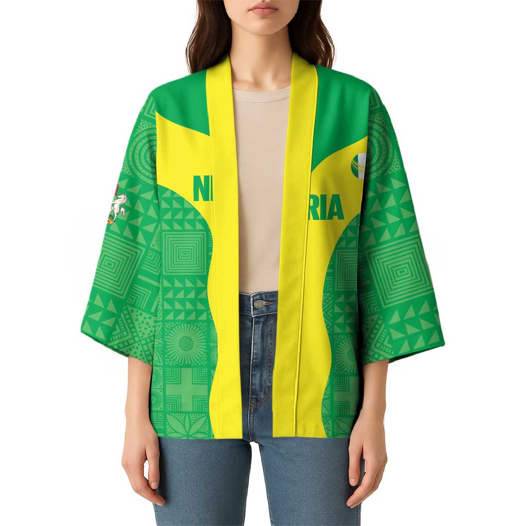 Custom Nigeria Cricket Kimono Go Yellow Greens - Wonder Print Shop