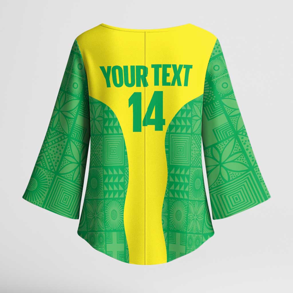 Custom Nigeria Cricket Kimono Sleeve Blouse Go Yellow Greens - Wonder Print Shop