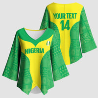 Custom Nigeria Cricket Kimono Sleeve Blouse Go Yellow Greens - Wonder Print Shop