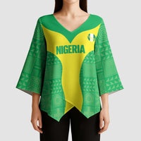 Custom Nigeria Cricket Kimono Sleeve Blouse Go Yellow Greens - Wonder Print Shop