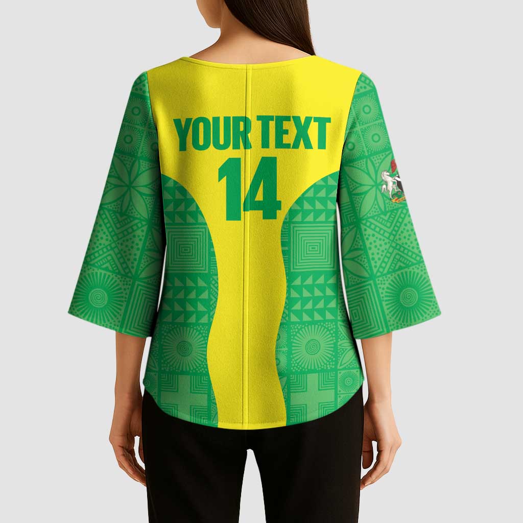 Custom Nigeria Cricket Kimono Sleeve Blouse Go Yellow Greens - Wonder Print Shop