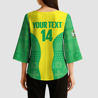 Custom Nigeria Cricket Kimono Sleeve Blouse Go Yellow Greens - Wonder Print Shop