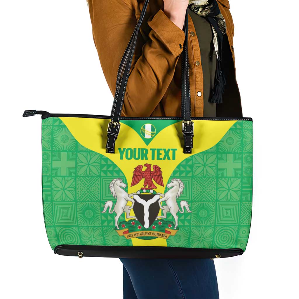 Custom Nigeria Cricket Leather Tote Bag Go Yellow Greens - Wonder Print Shop