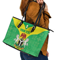 Custom Nigeria Cricket Leather Tote Bag Go Yellow Greens - Wonder Print Shop