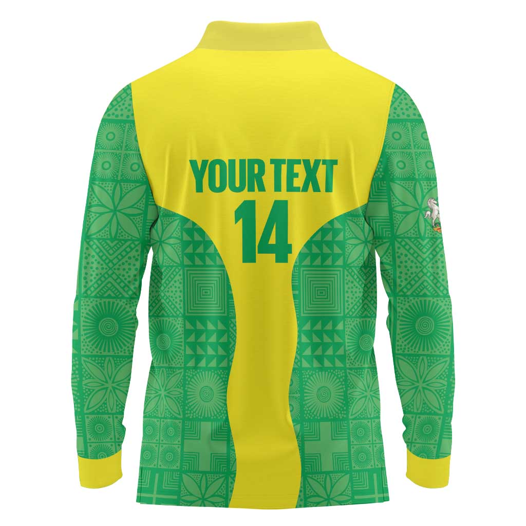 Custom Nigeria Cricket Long Sleeve Polo Shirt Go Yellow Greens - Wonder Print Shop