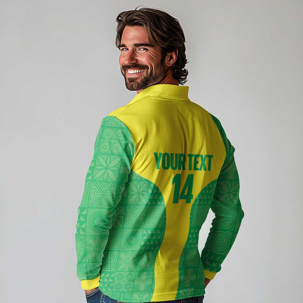 Custom Nigeria Cricket Long Sleeve Polo Shirt Go Yellow Greens - Wonder Print Shop