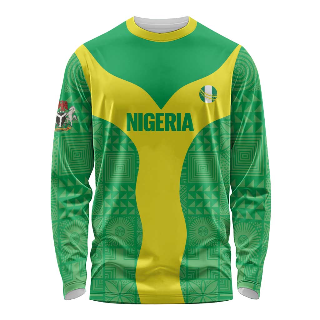 Custom Nigeria Cricket Long Sleeve Shirt Go Yellow Greens - Wonder Print Shop