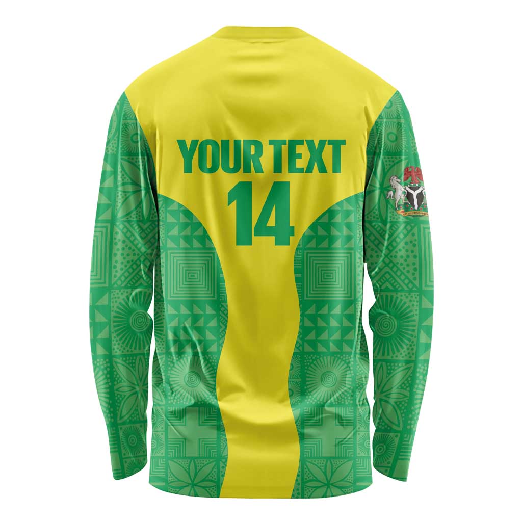 Custom Nigeria Cricket Long Sleeve Shirt Go Yellow Greens - Wonder Print Shop