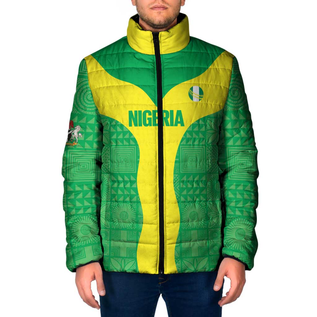 Custom Nigeria Cricket Padded Jacket Go Yellow Greens - Wonder Print Shop