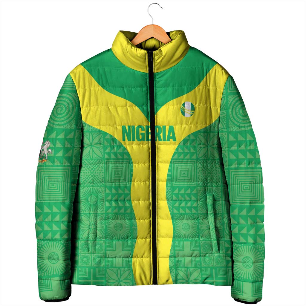 Custom Nigeria Cricket Padded Jacket Go Yellow Greens - Wonder Print Shop