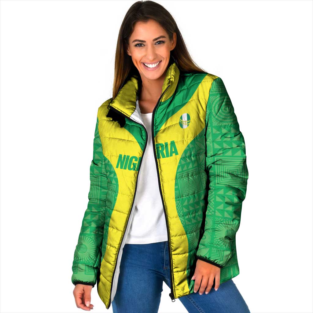 Custom Nigeria Cricket Padded Jacket Go Yellow Greens - Wonder Print Shop