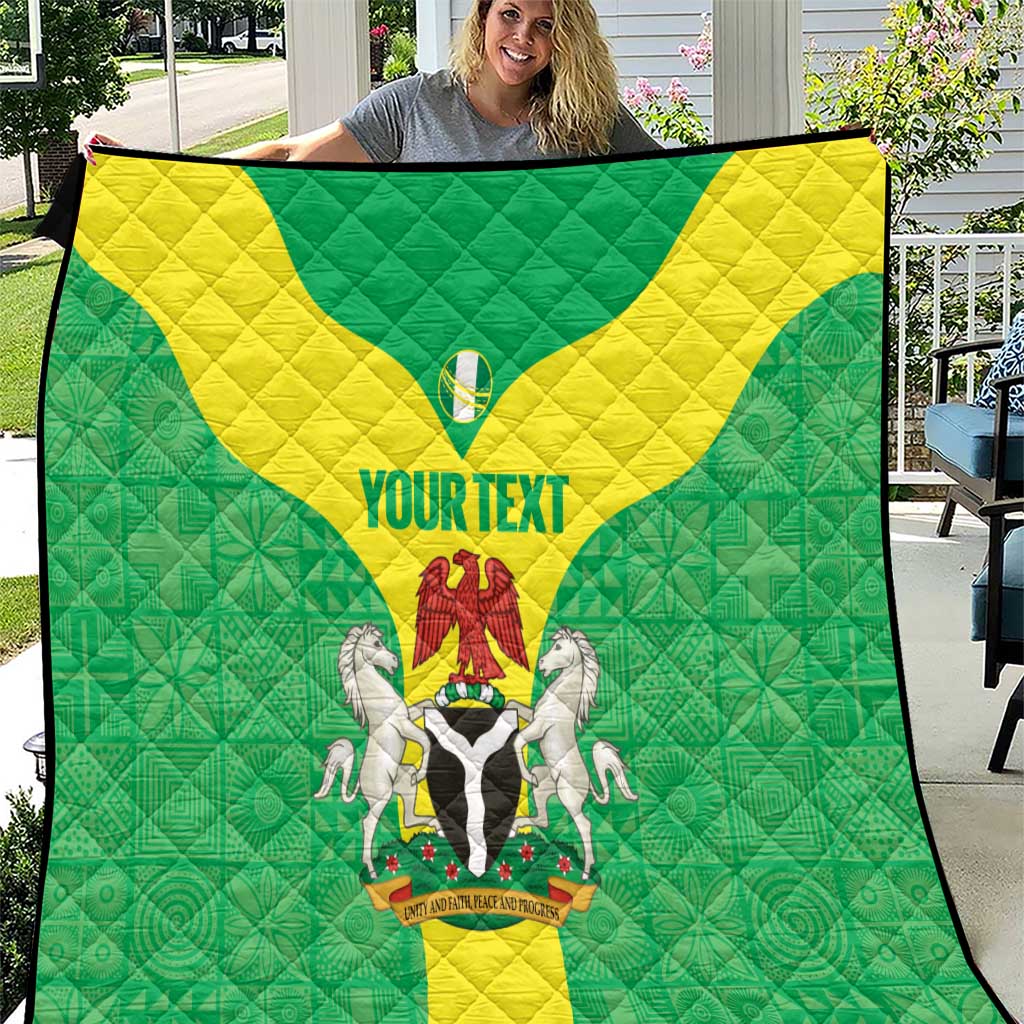 Custom Nigeria Cricket Quilt Go Yellow Greens - Wonder Print Shop