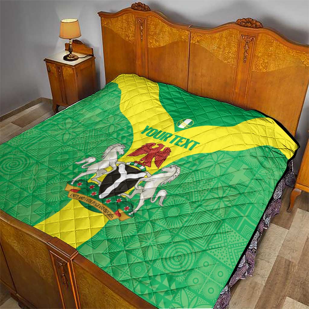 Custom Nigeria Cricket Quilt Go Yellow Greens - Wonder Print Shop