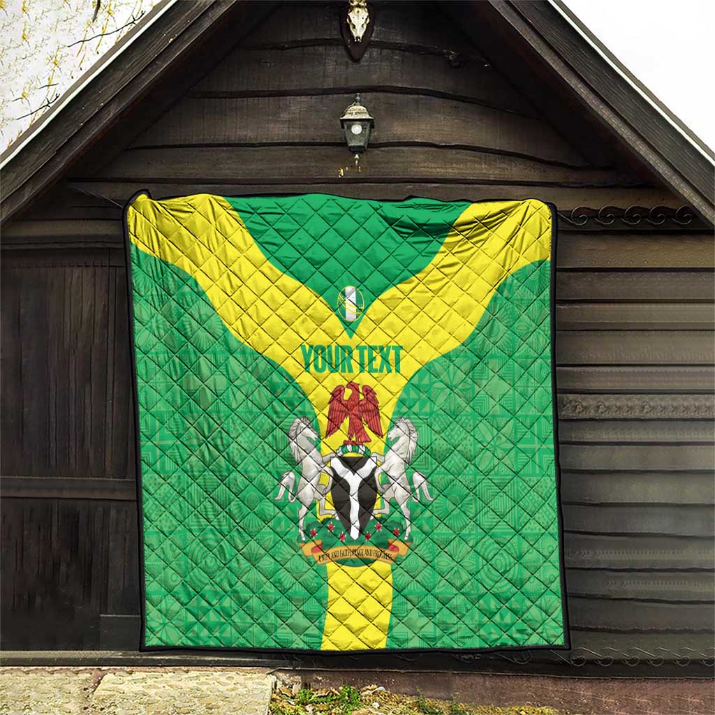 Custom Nigeria Cricket Quilt Go Yellow Greens - Wonder Print Shop