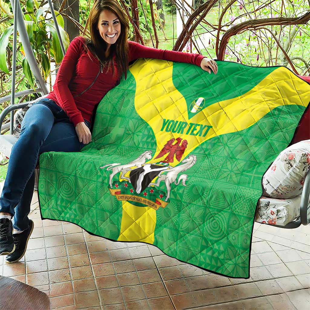 Custom Nigeria Cricket Quilt Go Yellow Greens - Wonder Print Shop