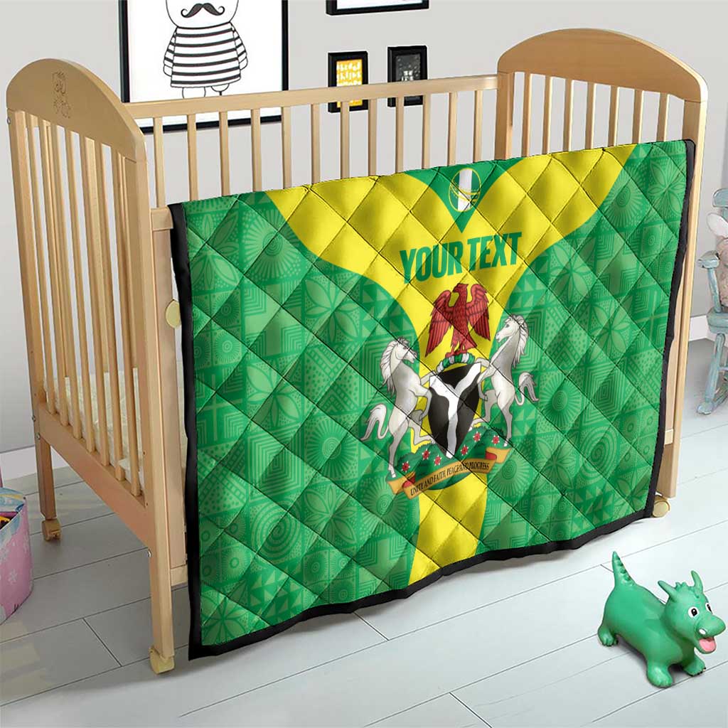 Custom Nigeria Cricket Quilt Go Yellow Greens - Wonder Print Shop