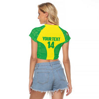 Custom Nigeria Cricket Raglan Cropped T Shirt Go Yellow Greens - Wonder Print Shop