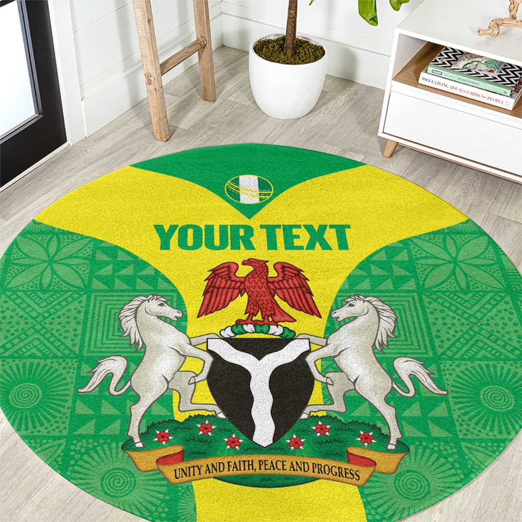 Custom Nigeria Cricket Round Carpet Go Yellow Greens - Wonder Print Shop