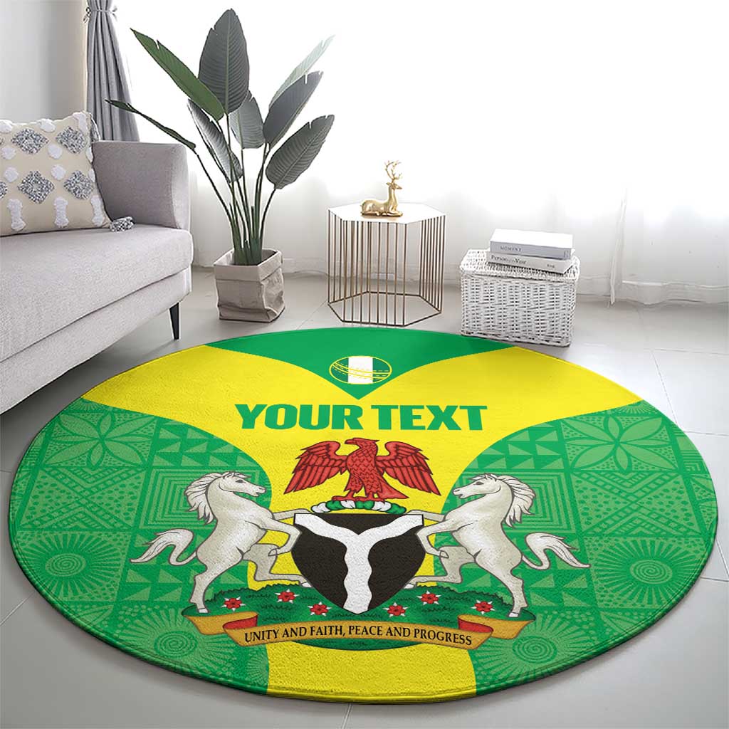 Custom Nigeria Cricket Round Carpet Go Yellow Greens - Wonder Print Shop