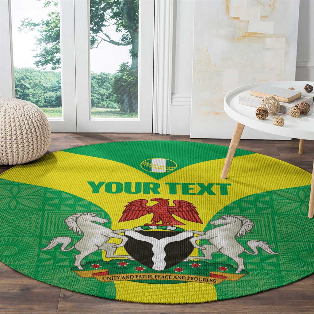 Custom Nigeria Cricket Round Carpet Go Yellow Greens - Wonder Print Shop