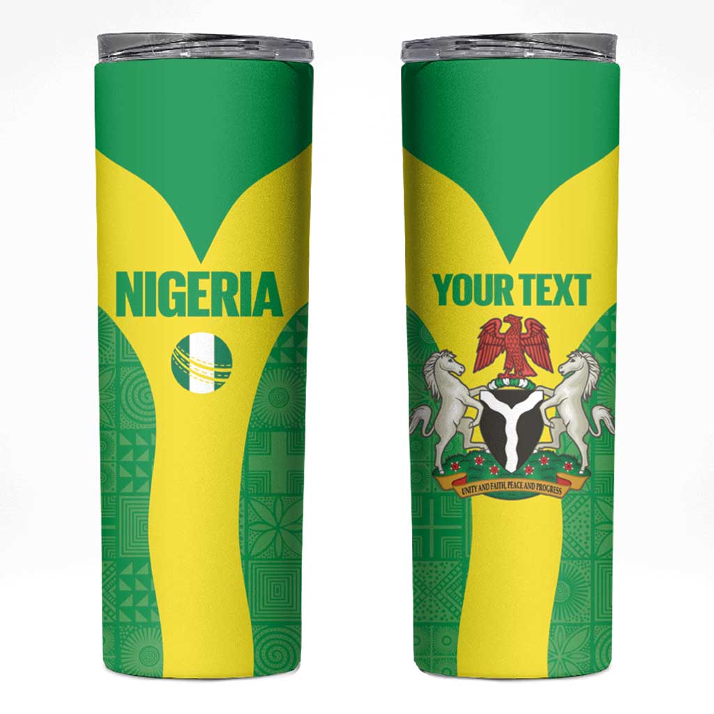 Custom Nigeria Cricket Skinny Tumbler Go Yellow Greens - Wonder Print Shop