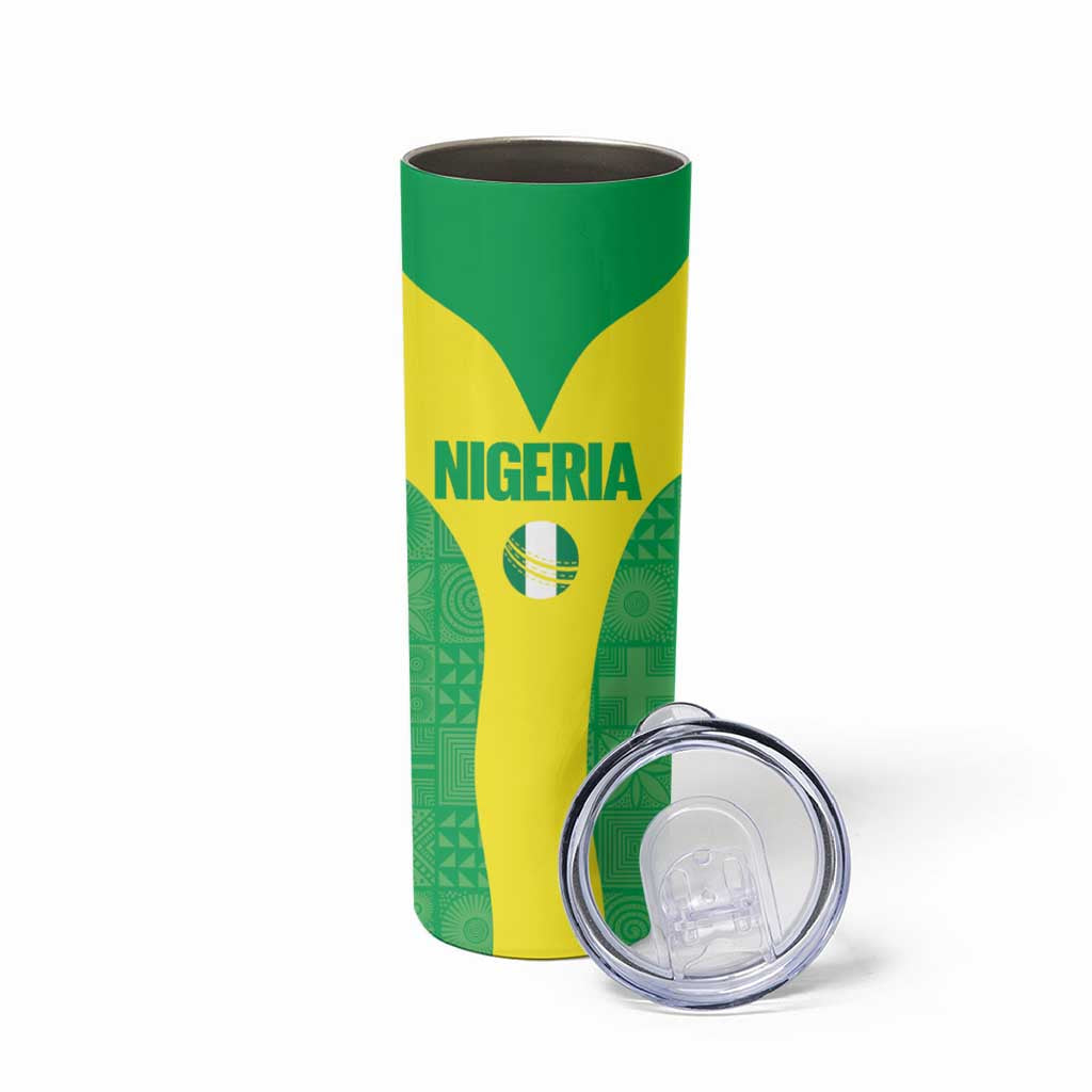 Custom Nigeria Cricket Skinny Tumbler Go Yellow Greens - Wonder Print Shop