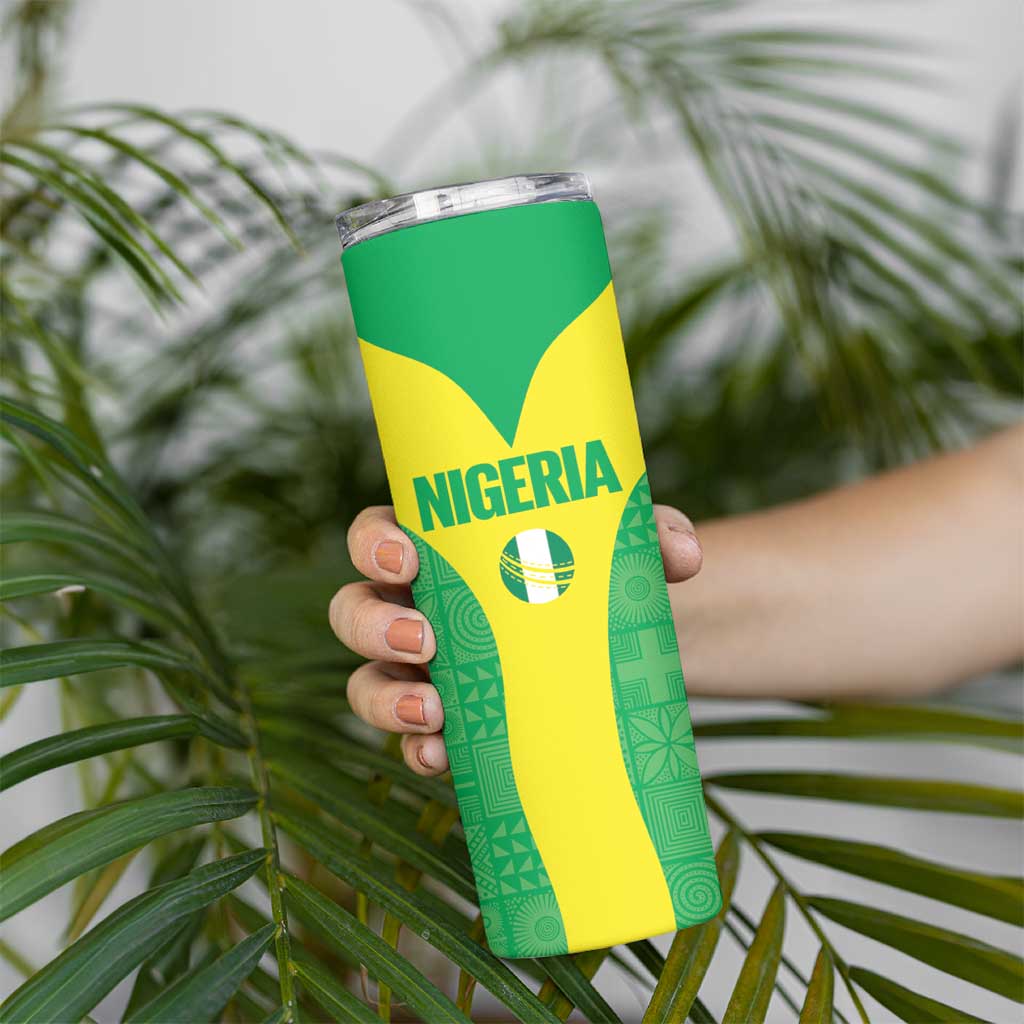 Custom Nigeria Cricket Skinny Tumbler Go Yellow Greens - Wonder Print Shop