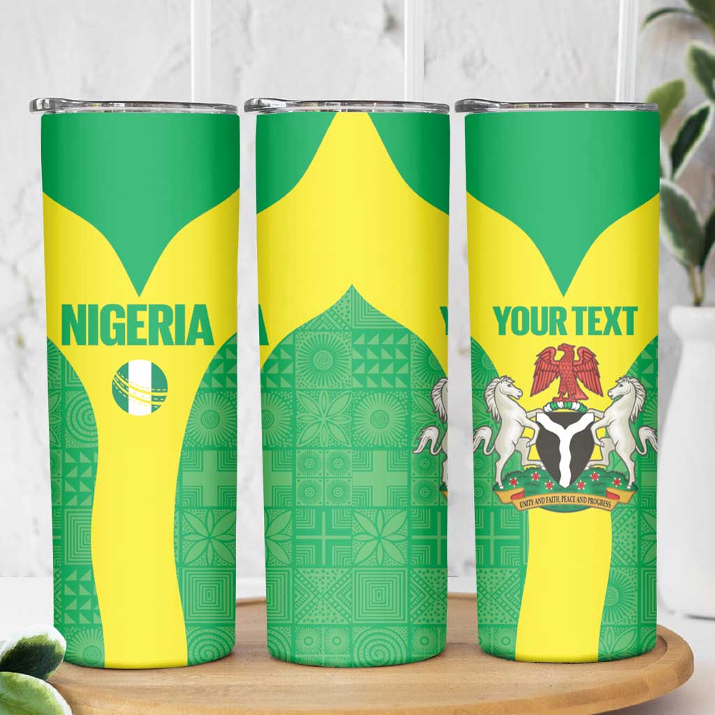 Custom Nigeria Cricket Skinny Tumbler Go Yellow Greens - Wonder Print Shop