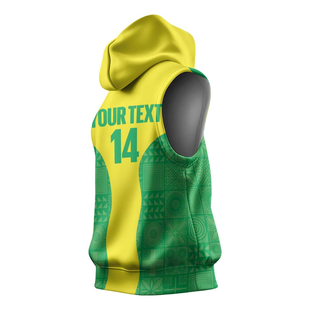Custom Nigeria Cricket Sleeveless Hoodie Go Yellow Greens - Wonder Print Shop