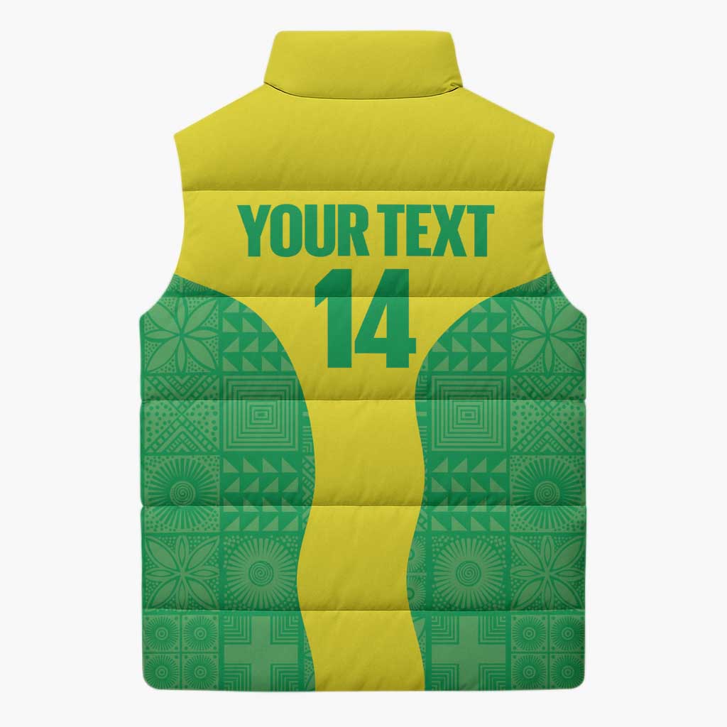 Custom Nigeria Cricket Sleeveless Puffer Jacket Go Yellow Greens - Wonder Print Shop