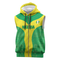 Custom Nigeria Cricket Sleeveless Zip Hoodie Go Yellow Greens - Wonder Print Shop