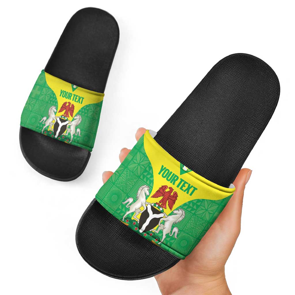 Custom Nigeria Cricket Slide Sandals Go Yellow Greens - Wonder Print Shop