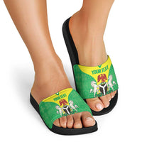 Custom Nigeria Cricket Slide Sandals Go Yellow Greens - Wonder Print Shop
