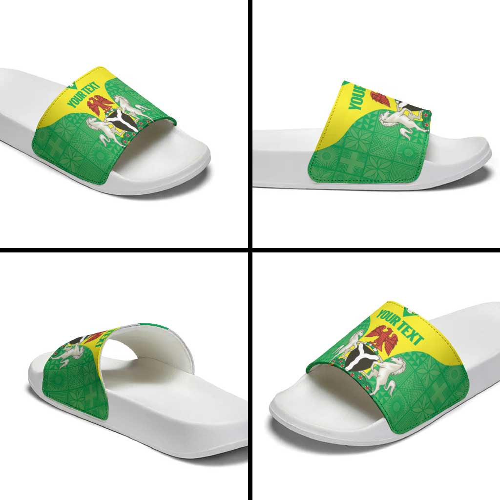 Custom Nigeria Cricket Slide Sandals Go Yellow Greens - Wonder Print Shop