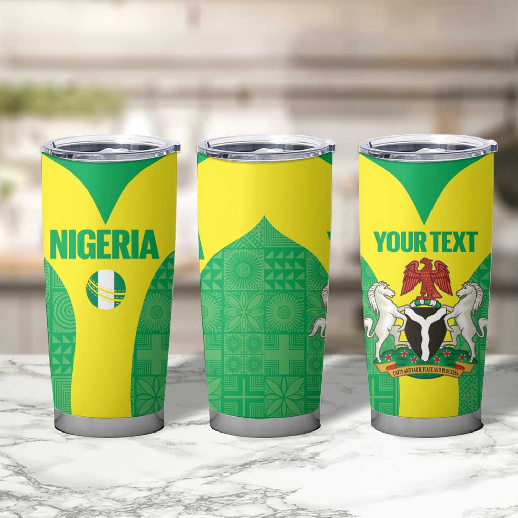 Custom Nigeria Cricket Tumbler Cup Go Yellow Greens - Wonder Print Shop