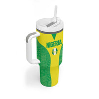 Custom Nigeria Cricket Tumbler With Handle Go Yellow Greens - Wonder Print Shop