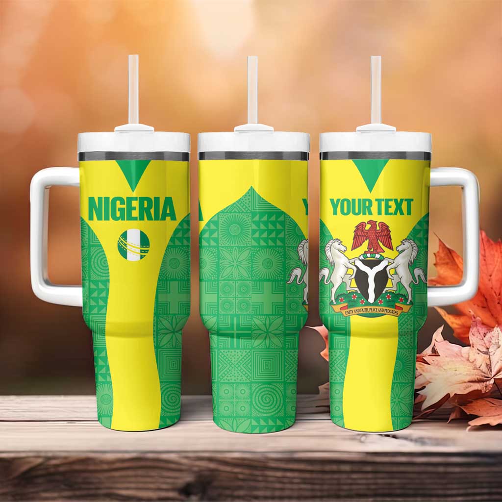 Custom Nigeria Cricket Tumbler With Handle Go Yellow Greens - Wonder Print Shop