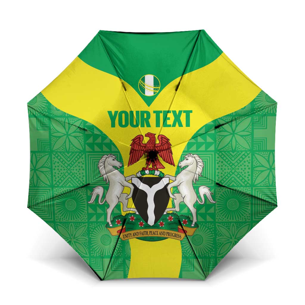 Custom Nigeria Cricket Umbrella Go Yellow Greens - Wonder Print Shop