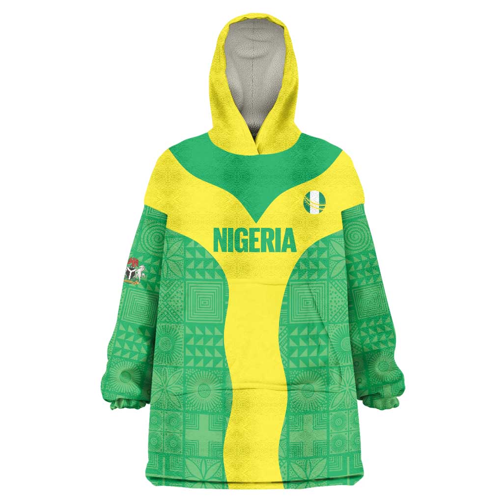 Custom Nigeria Cricket Wearable Blanket Hoodie Go Yellow Greens - Wonder Print Shop