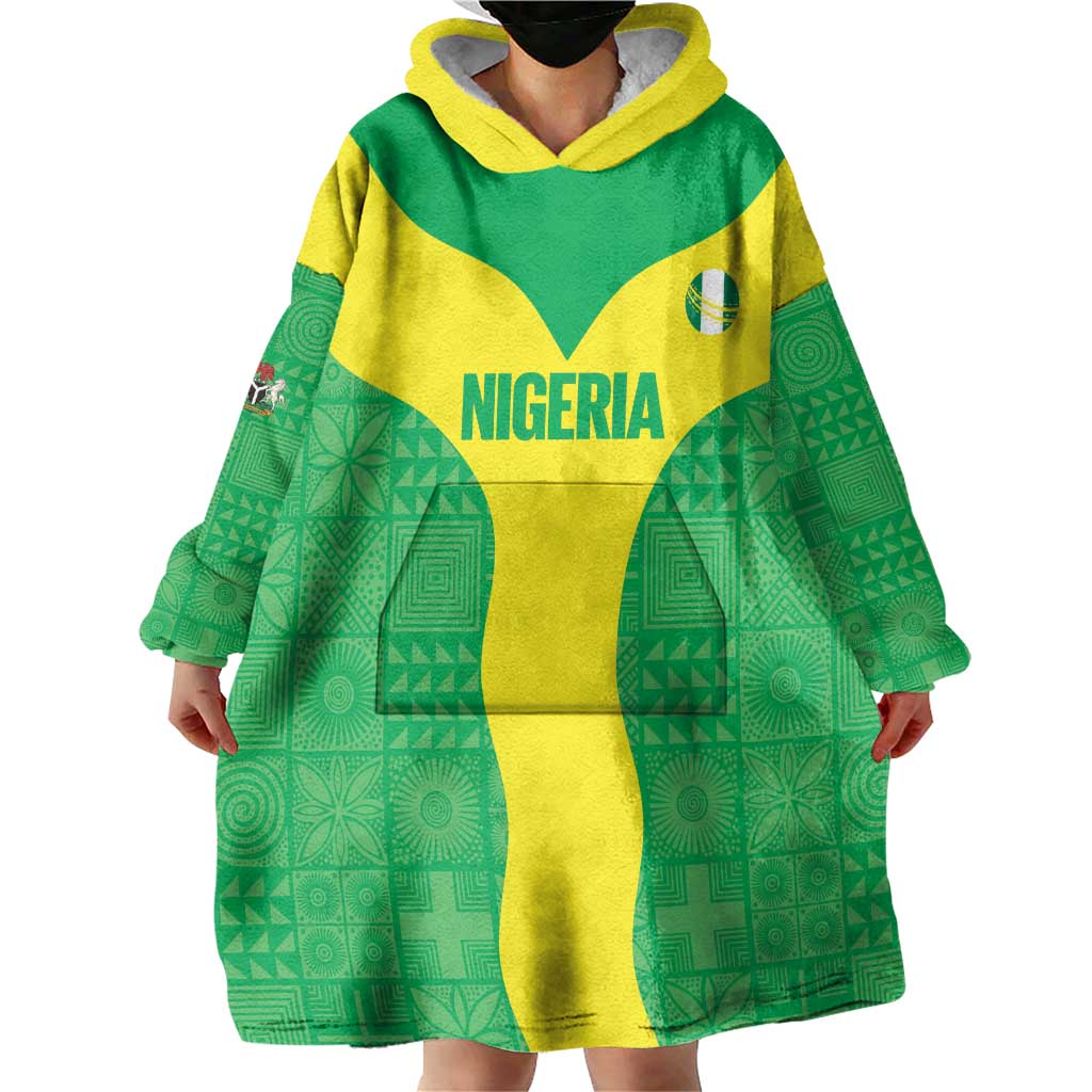 Custom Nigeria Cricket Wearable Blanket Hoodie Go Yellow Greens - Wonder Print Shop