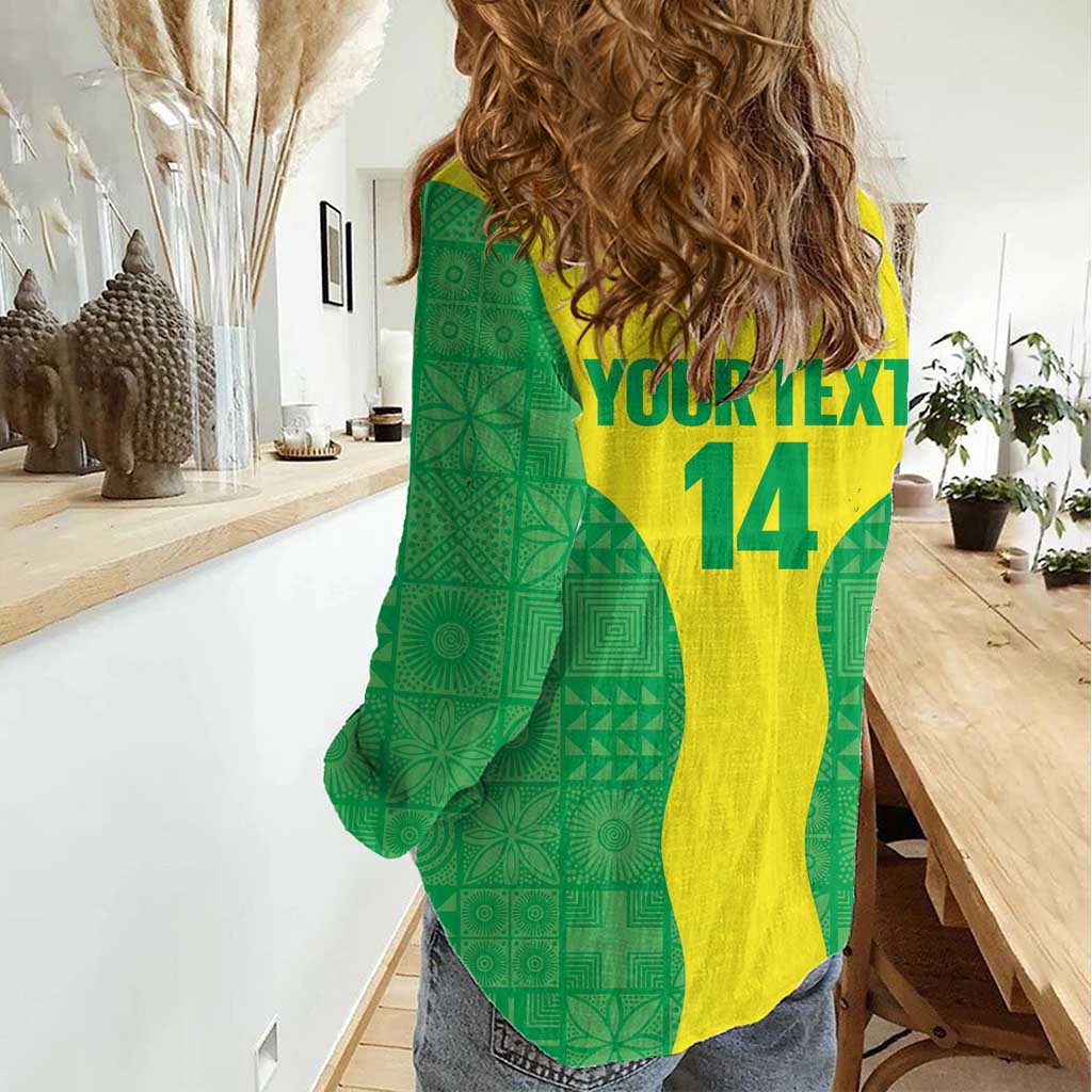 Custom Nigeria Cricket Women Casual Shirt Go Yellow Greens - Wonder Print Shop