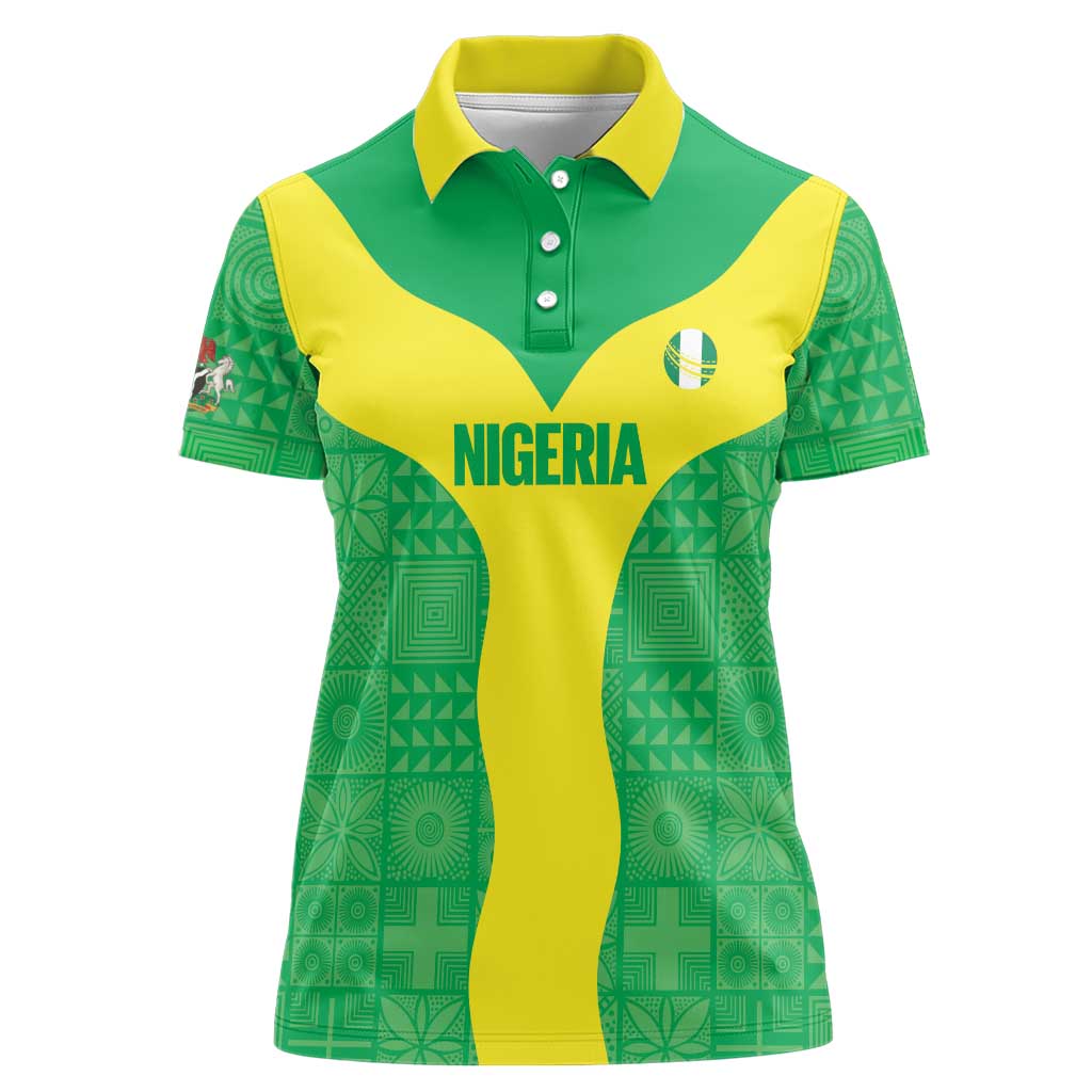 Custom Nigeria Cricket Women Polo Shirt Go Yellow Greens - Wonder Print Shop