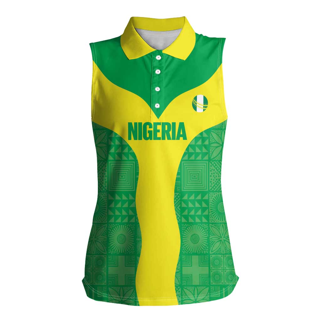 Custom Nigeria Cricket Women Sleeveless Polo Shirt Go Yellow Greens - Wonder Print Shop