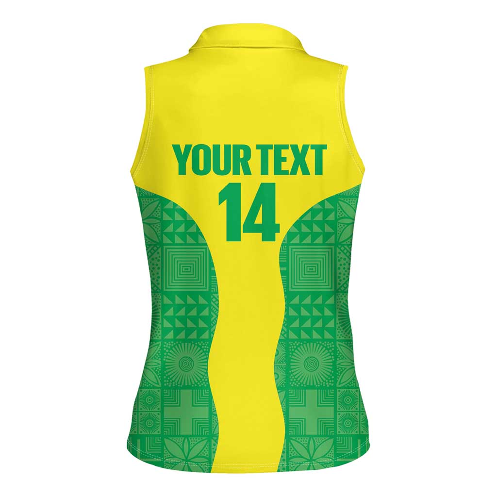Custom Nigeria Cricket Women Sleeveless Polo Shirt Go Yellow Greens - Wonder Print Shop