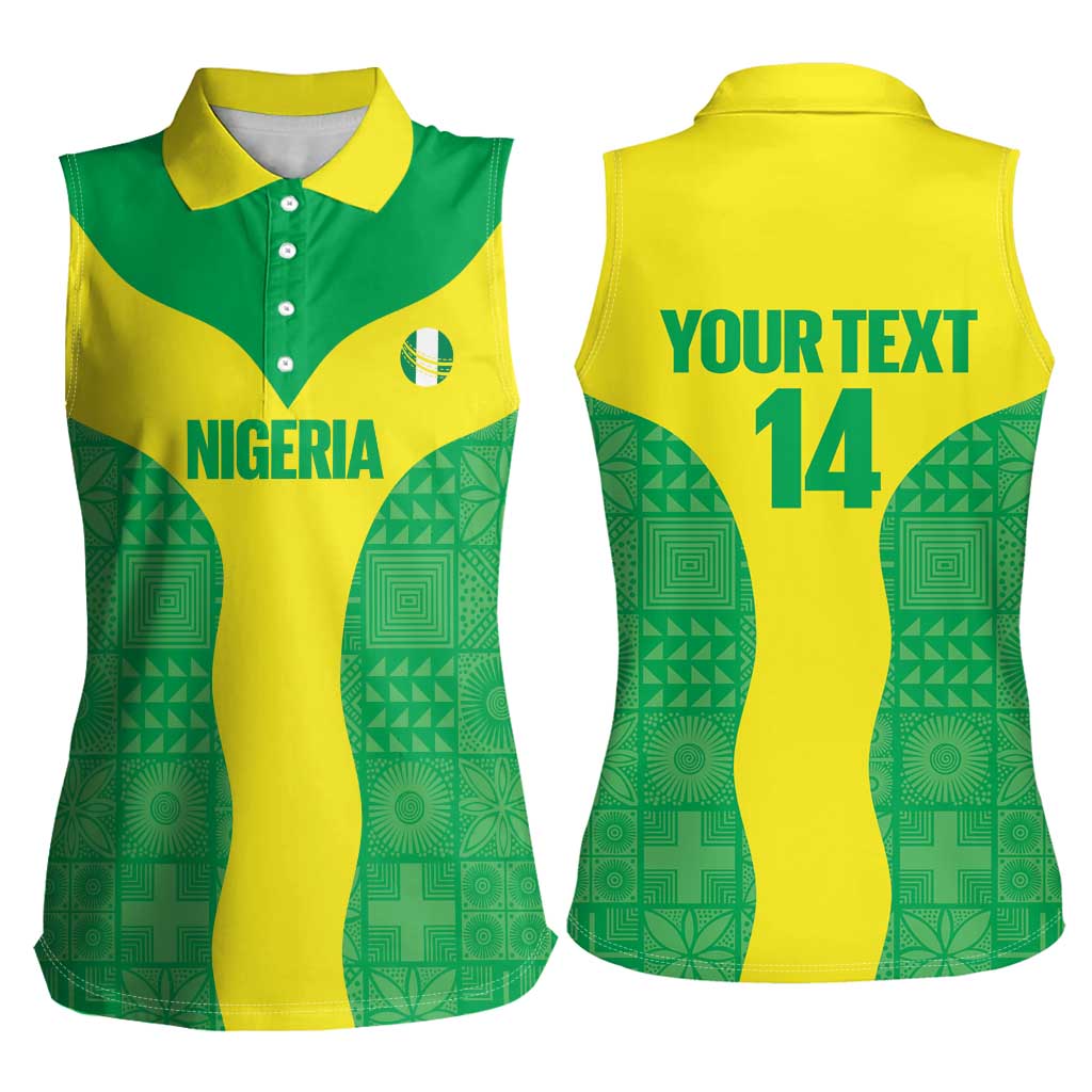 Custom Nigeria Cricket Women Sleeveless Polo Shirt Go Yellow Greens - Wonder Print Shop