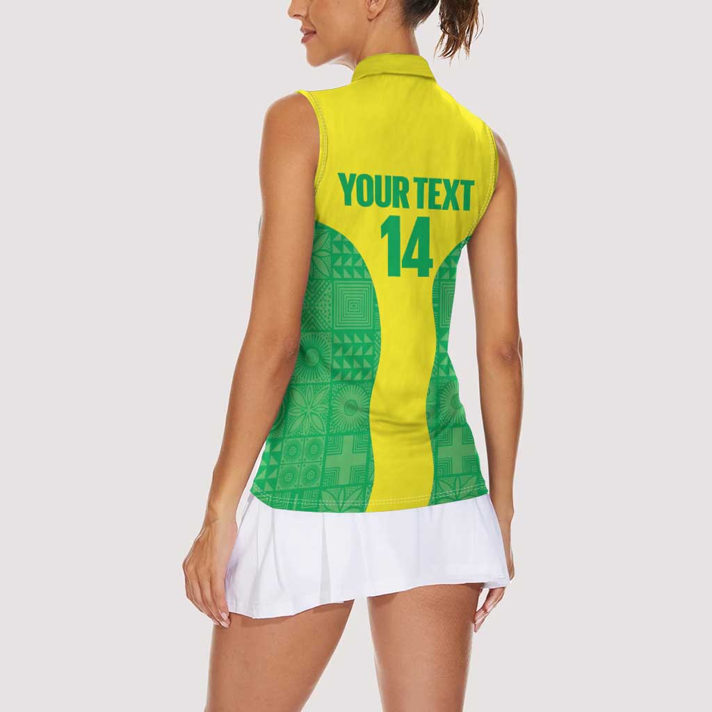 Custom Nigeria Cricket Women Sleeveless Polo Shirt Go Yellow Greens - Wonder Print Shop