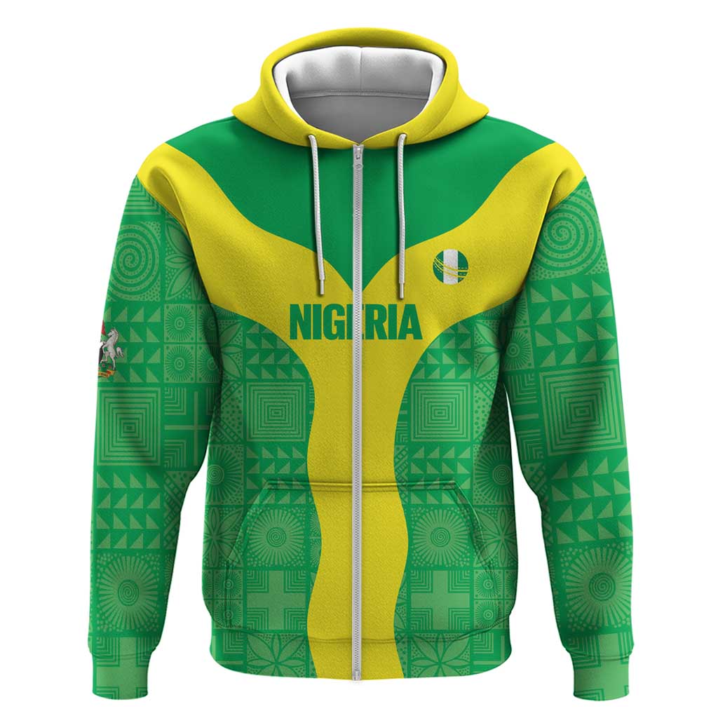 Custom Nigeria Cricket Zip Hoodie Go Yellow Greens - Wonder Print Shop