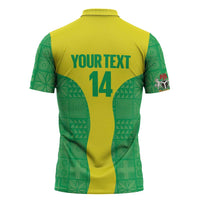 Custom Nigeria Cricket Zipper Polo Shirt Go Yellow Greens - Wonder Print Shop