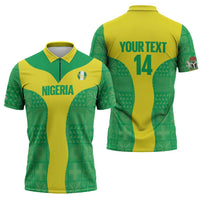 Custom Nigeria Cricket Zipper Polo Shirt Go Yellow Greens - Wonder Print Shop